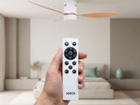 Ventilador Jocca de techo con diseño moderno blanco, luz LED 18W, 3 aspas ABS con un diámetro de 132 cm, motor DC silencioso 40W, 6 velocidades, temporizador de hasta 8 horas con control remoto. Ideal para hogar y oficina - details 1