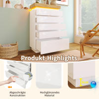 Cajonera, Aparador de Alto Brillo con 6 Cajones, Iluminación LED (Control App), Armario Multifunction para Sala de estar y Dormitorio, 115x73x39 cm - details 4