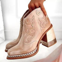 SP Nuevas Botas Martin para Mujer, BOTAS de Tacón Alto transparentes with Cristales retro Bordados, BOTAS de moda 43, Talla Grande. - details 4