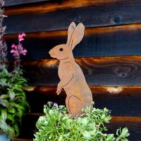 Palillo De Jardín De Conejo De Metal Rustico Silueta De Conejito Rostro Roto Decoración De Jardín Para Casa En El Campo Perfecto Para Navidad Y Pascua - details 3