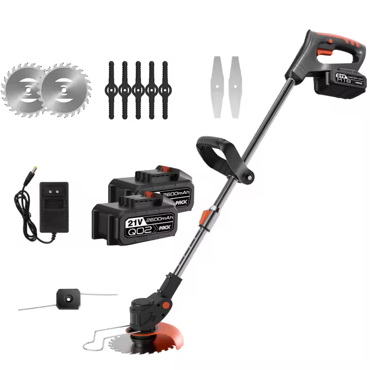 Cortacésped eléctrico inalámbrico de 500W, cortador potente de 6000PRM, herramienta de jardín ajustable con 2 piezas y batería de 21V - 1