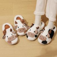 Pantuflas De Peluche Cálidas Para Hombres Y Mujeres Con Dibujos De Vaca Unisex Antideslizantes Para El Interior En Invierno Cubren Los Dedos - details 6