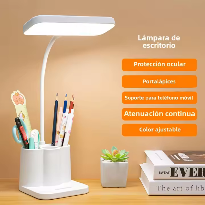 Lámpara De Escritorio LED Táctil Recargable 3 Niveles De Brillo Luz Nocturna Para Lectura Protección Ocular Con Almacenamiento Para Cajón Estilo Moderno - 1
