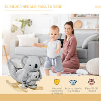 HOMCOM Caballito Balancín Infantil en Forma de Koala con Títere para Bebés 18-36 Meses con Sonido Cinturón de Seguridad y Reposapiés 60x33x50 cm Gris - details 3