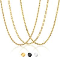 3 Piezas Cadena Plata Hombre Cadena Hombre Cadena 316L Acero Inoxidable Hombre 2/3/4/5/6mm Cubanas Cadenas Regalos Originales para Hombre 45/50/55/60cmNecklaces and PendantsAccessories & Gifts - details 0