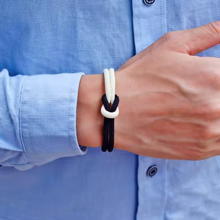 Pulsera De Hilo Tejido a Mano Con Nudo Infinito Y Símbolos Ucranianos Para Hombre Cierre Magnético Pulsera Masculina Cordón - 1