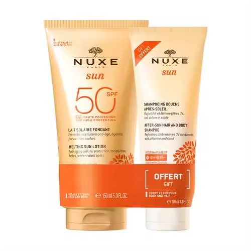 Nuxe Sun Protector Solar Corporal En Crema SPF50 150ml Pack Con Champu Para Después Del Sol De Regalo 100ml Fotoprotector Solar Aroma Muy Agradable Cuerpo Y Cara Antiedad - 1
