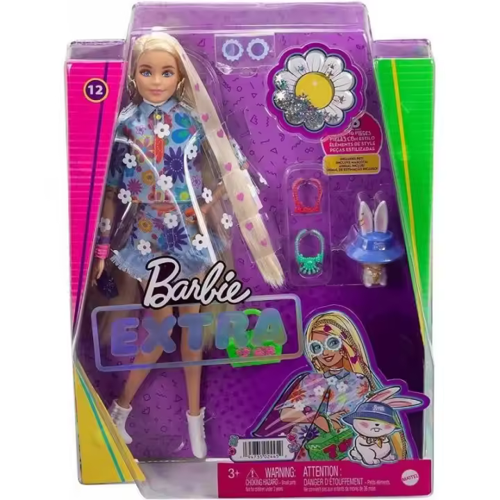 Barbie Extra Muñeca Articulada Rubia con Conjunto Floral n.º 12 de Mattel - 1