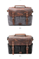 Bolso De Hombro Para Hombre Vintage De Lona Y Cuero Bolso Cruzado Casual Bolsas De Motocicleta Universal Impermeable Tamaño 36x27x12.5 - details 4