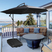 Outsunny Base de Sombrilla con 2 Ruedas Rellenable de Agua Arena o Mixto Soporte de Parasol para Base Cruzada para Jardín Patio Terraza Negro - details 1