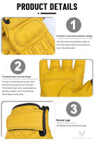 Guantes De Motocicleta De Cuero Vintage 2024 Para Hombres Negro Antifalla Moto Cross Motocarrilera Táctil M-XXL Protección Completa - details 15
