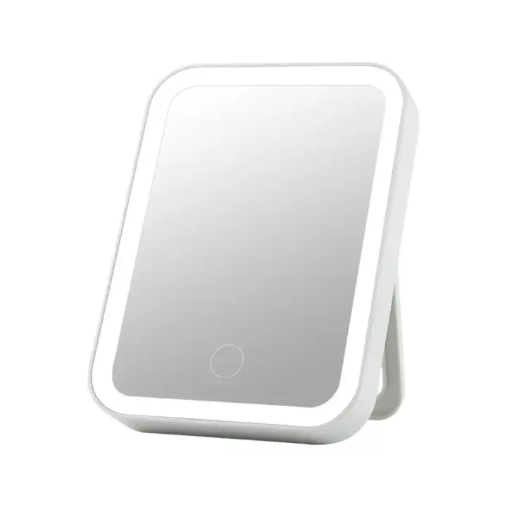 Espejo De Maquillaje Portátil Recargable USB Con Pantalla Táctil LED Espejo De Vestíbulo Con Función De Ajuste De Brillo - 1