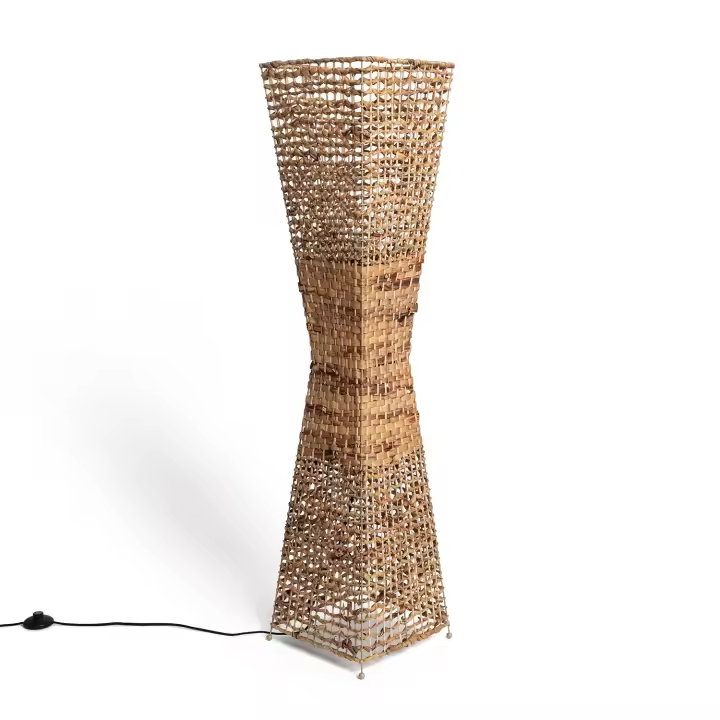 Ledkia Lámpara de Pie de Fibras Naturales Bijie ILUZZIA - Diseño Único y Elegante para un Ambiente Personalizado - 1