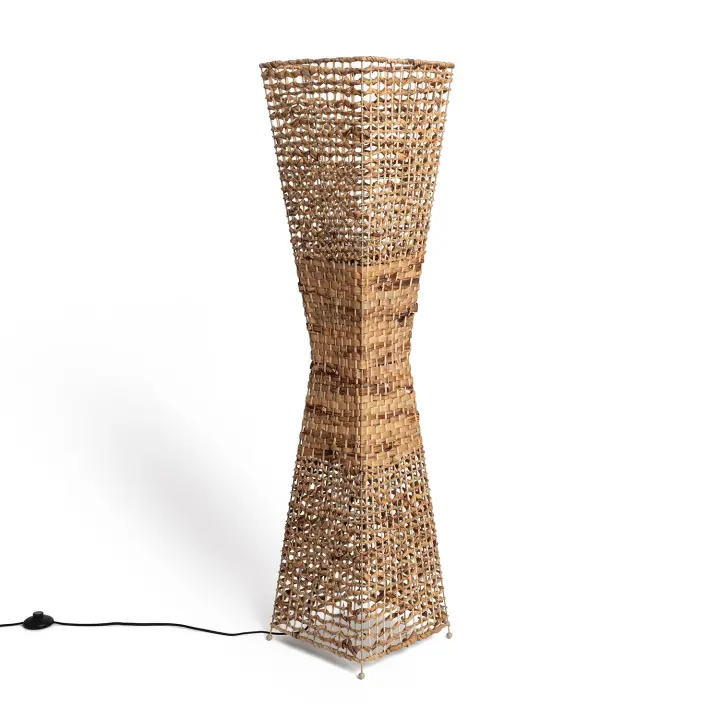 Ledkia Lámpara de Pie de Fibras Naturales Bijie ILUZZIA - Diseño Único y Elegante para un Ambiente Personalizado - 1