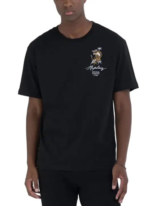 Camiseta Replay negra tigre manga corta para hombre - 1