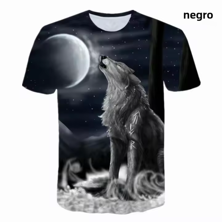 Camiseta Casual Para Hombres 2023 Manga Corta Estampado 3D Lobo Suave Transpirable Estilo Joven Primavera Verano - 1