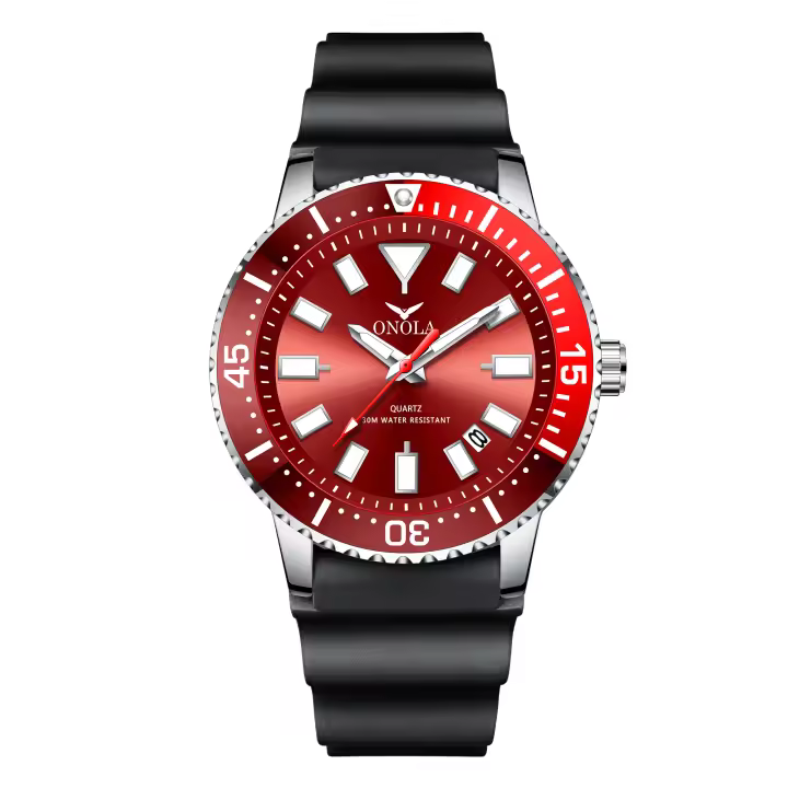 Reloj De Cuarzo Para Hombre ONOLA De Cuero Genuino Resistente Al Agua Estilo Business Con Calendario Completo Y Cierre De Hebilla - 1