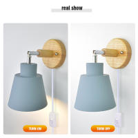 Nordic Wall light Indoor DIY E27 Wooden 6 Colors EU/UL Plug 350° Wall lamps For Living room Bedroom Aisle Sconce Fixtures Decov - details 2