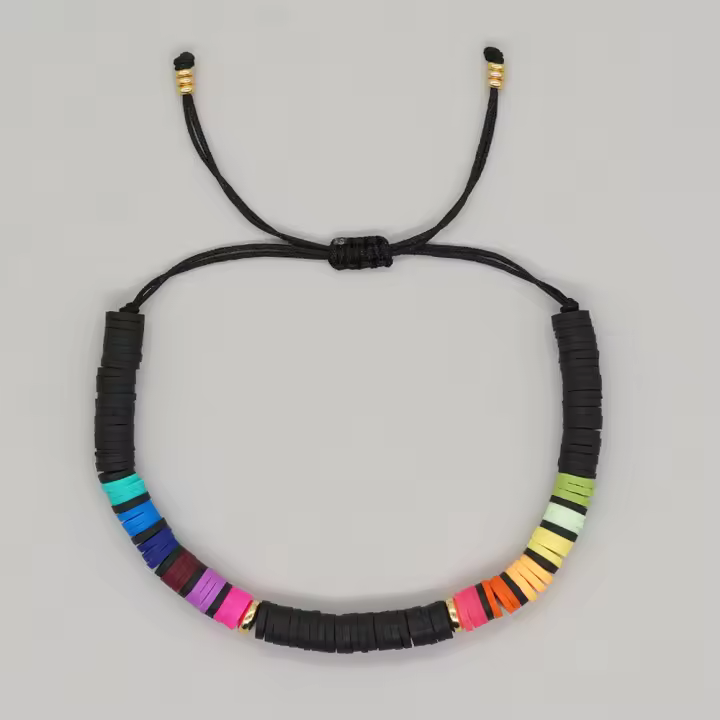 Pulsera Bohemia Colorida De Verano Heishi Para Playa Joyería De Moda Amuleto De Amistad Para Ella Hecho De Arcilla Sin Metal - 1
