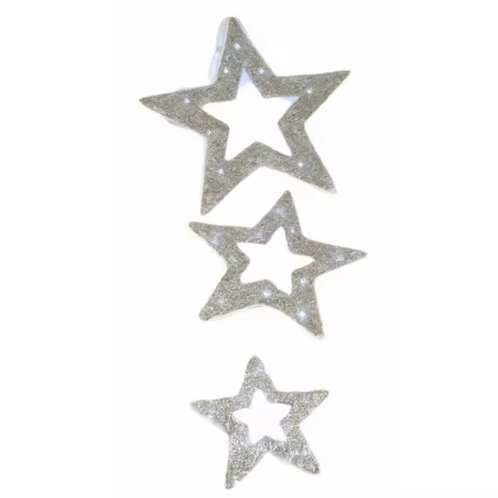 Gerimport Set Estrellas 30 LED Plata - Decoración Navideña - 1