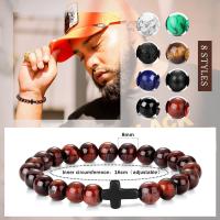 Pulsera De Rosario Para Hombres Y Mujeres Con Piedras Naturales Y Madera Hematita Onix Joyería De Yoga Meditación Pulsera Cruz - details 1