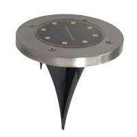 Lámpara Solar para Exteriores Jardín 8 LEDs - Luz Amarilla, Sensor Automático de Atardecer a Amanecer, Cubierta de Acero Inoxidable, 12.5x12.5x3.6 cm - Gerimport - details 7