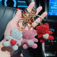 Llavero De Muñeco De Oso De Amor Con Diamantes Cerámica Y Metal Grande En Forma Circular Regalo Pequeño Para Niñas - details 11