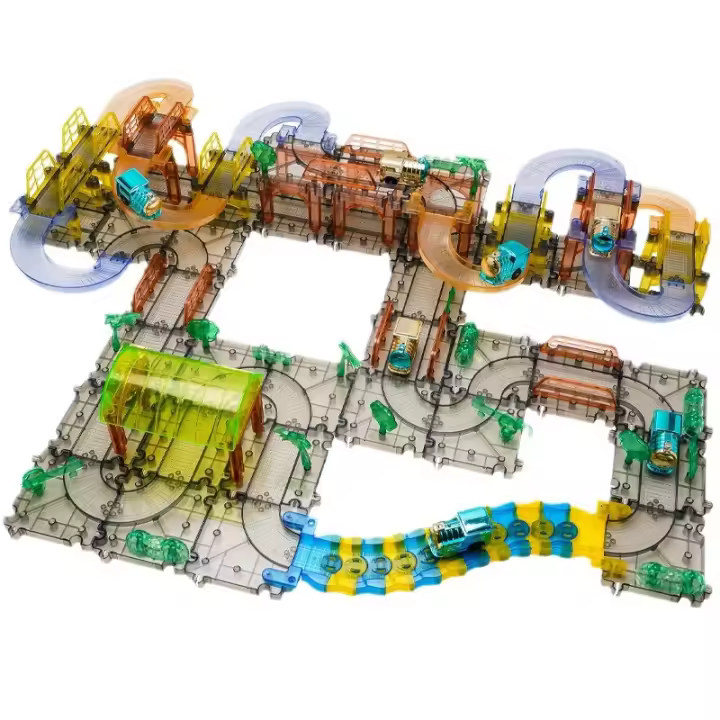 Coche De Montaje Eléctrico Para Niños Vía Transparente Juguete De Rompecabezas De Ferrocarril Pequeño Juego De Papá E Hijo - 1