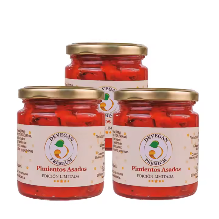 Pimientos del asados en leña. Premium. Lote de 3 tarros de 240 Gr. - 1