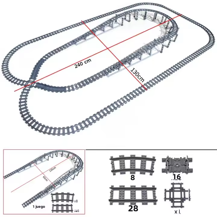 Bloques De Construcción DIY Para Niños MOC Ideas Creativas De La Ciudad Tracks De Tren Rectas Curvas Cruces De Caminos Rail Bloques De Crea Tu Propia Estación De Tren - 1