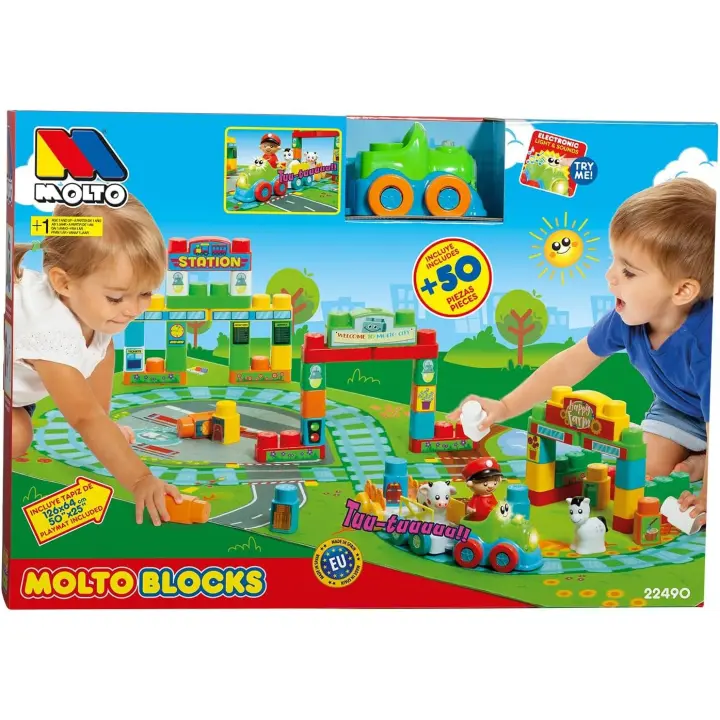 MOLTO - Tren electrónico Luces y Sonidos con Tapiz de 125x60 cm - 1