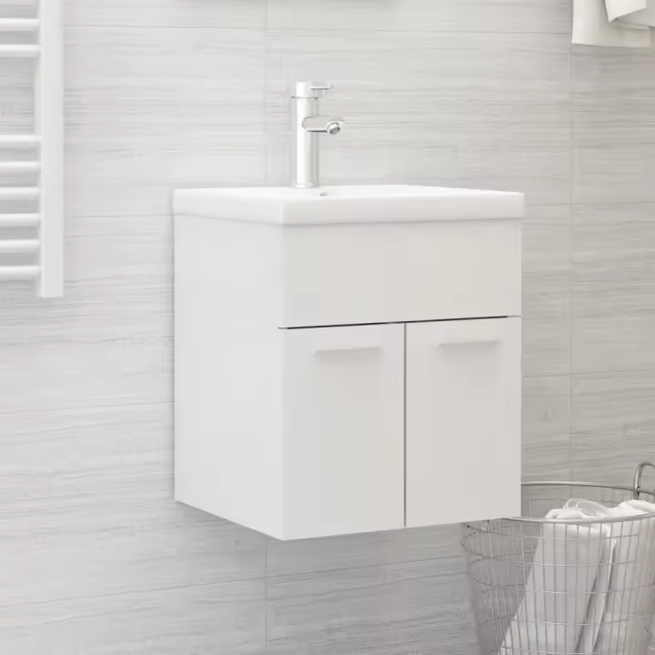 vidaXL Armario para lavabo madera contrachapada 41x38,5x46 cm en color Negro/Madera antigua/Blanco y roble sonoma y más | almacenamiento funcional diseño moderno para baño dormitorio sala - 1