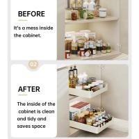 Kitchen Storage Rack with Slide Rails Pull-out Kitchen Drawer Type Storage Tray Spice Box Pantry Basket Storage Rack Cabinets Organizer - details 1