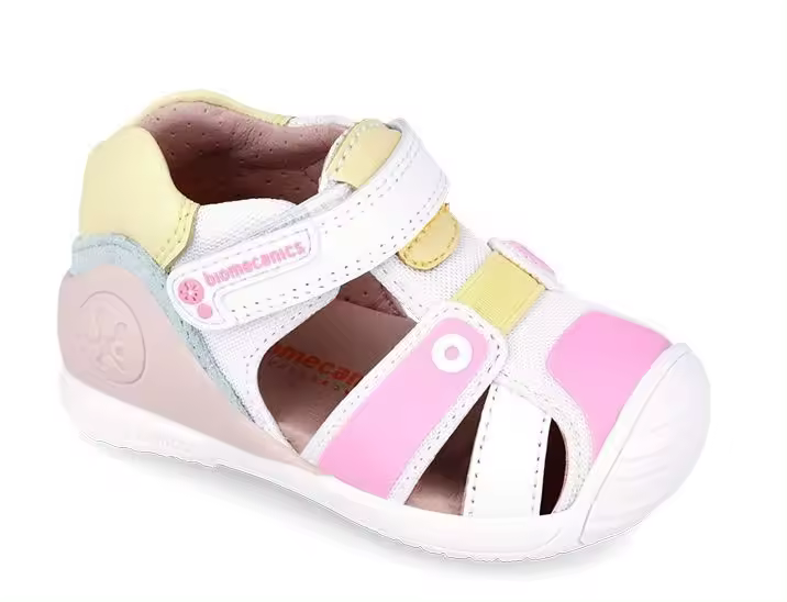Biomecanics - Sandalias Niña Gama Biogateo - Blanco Vainilla y Rosa - Cierre de Velcro - Puntera Reforzada - 1