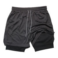 Shorts De Fitness Para Hombre Doble Capa 2 En 1 Deporte Entrenamiento En El Gimnasio Quick Dry Running Verano Estilo Skinny Cintura Alta - details 2