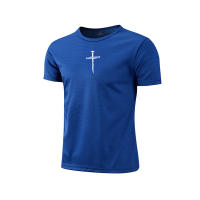 Camiseta Deportiva De Algodón Para Hombre Con Estampado Cruzado Alta Calidad Quickdry Manga Corta Para Gimnasio Y Entrenamiento - details 6