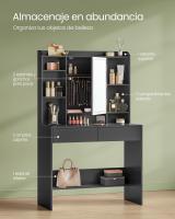 Tocador Moderno con Espejo y Luces LED de 3 Colores - Brillo Ajustable, 2 Cajones, Estantes Ajustables, Mesa de Maquillaje Espaciosa, Negro Tinta - details 4