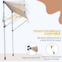 Outsunny Toldo Manual Retráctil 200x150 cm con Manivela de Aluminio Ángulo Ajustable Protección Solar para Terraza Balcón Jardín Patio - details 5