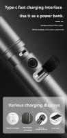 Lámpara De Mano Multifuncional Recargable USB Con Lente Zoom Telescópico Luz Blanca Laser De Alta Potencia Para Exteriores Resistente Al Agua Con Batería De Aluminio - details 11