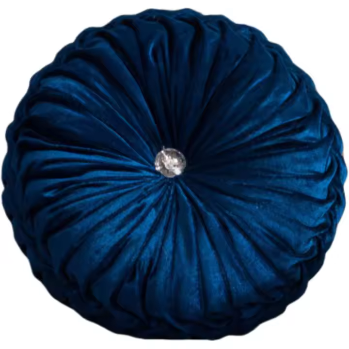 Cojines redondos de terciopelo plisado con diseño de calabaza de 13,7 pulgadas, con diseño de flores de hielo, para sofá, cama, silla, sala de estar, coche, azul marino - 1