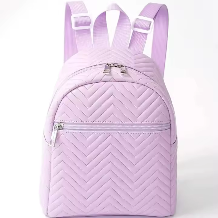 Mochila De Moda Para Mujer Mini Chevron Cuadrada Con Cierre De Cremallera Material PU Con Lining De Poliéster Estilo Exterior - 1
