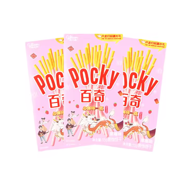 (GLICO) PALITOS DE GALLETA CON SABOR A FRESA 55G - 1