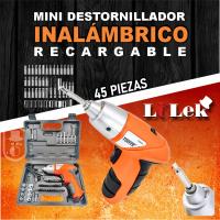 LoLek Destornillador inalámbrico recargable sin cables, con 45 accesorios, luz led, gran poder, mango antideslizante, - details 0