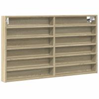 vidaXL Vitrina de madera ingeniería 100x8,5x58 cm Blanco, Negro, Roble Sonoma Mueble Almacenaje Estantería para Oficina, Estudio, Dormitorio Estantería/Librería/ mueble de Almacenamiento - details 1