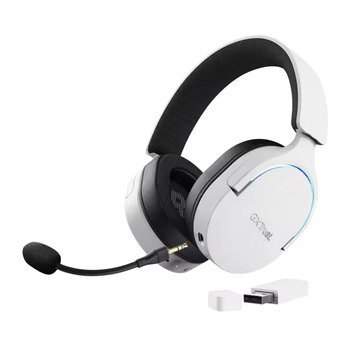 Trust Gaming GXT 491 Fayzo - Auriculares Gaming Inalámbricos con Sonido Envolvente 7.1, Bluetooth y Conexión de Batería Recargable de 22 Horas, Micrófono Desmontable, Iluminación RGB, Compatibles con PC, PlayStation y Nintendo Switch - 1