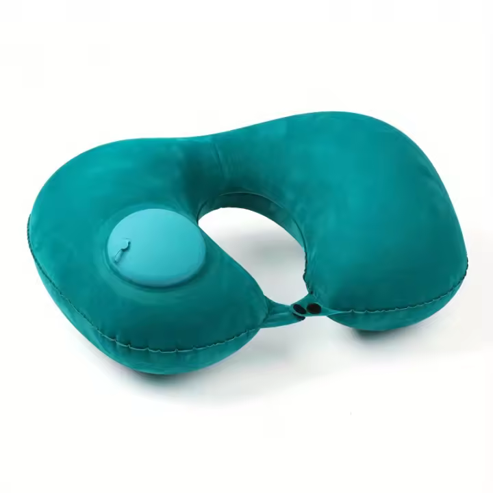 Almohada De Viaje U Formada Inflable Suave Portátil Para Dormir En Avión Tren O Oficina Almohada Para Cuello Reutilizable - 1