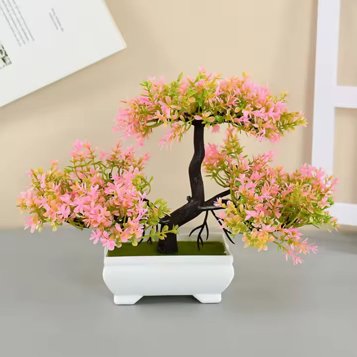 Pequeño Árbol Bonsái Artificial Verde En Maceta Flor Falsa Para Decoración De Habitaciones Mesa Bodas Jardín Arreglo Ornamento - 1