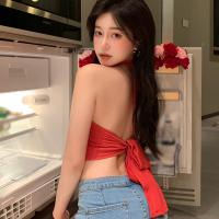 Camisola Sin Mangas Para Mujer Verano Estilo Sexy Y Club Decoración De Lazo Corta Ajustada Tops De Poliéster Sin Capucha - details 9