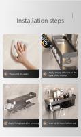 Estante De Pared Para Baño De Aluminio Aviación Organizador De Hogar Accesorios Y Suministros Para Secador De Pelo Soporte Cráneo Montado En La Pared - details 12