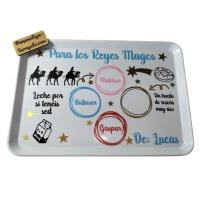 Bandeja para los Reyes Magos y Papá Noel Con El Nombre de los niños, Tamaño 35x24cm decoración navideña navidad 2024 2025 - details 0